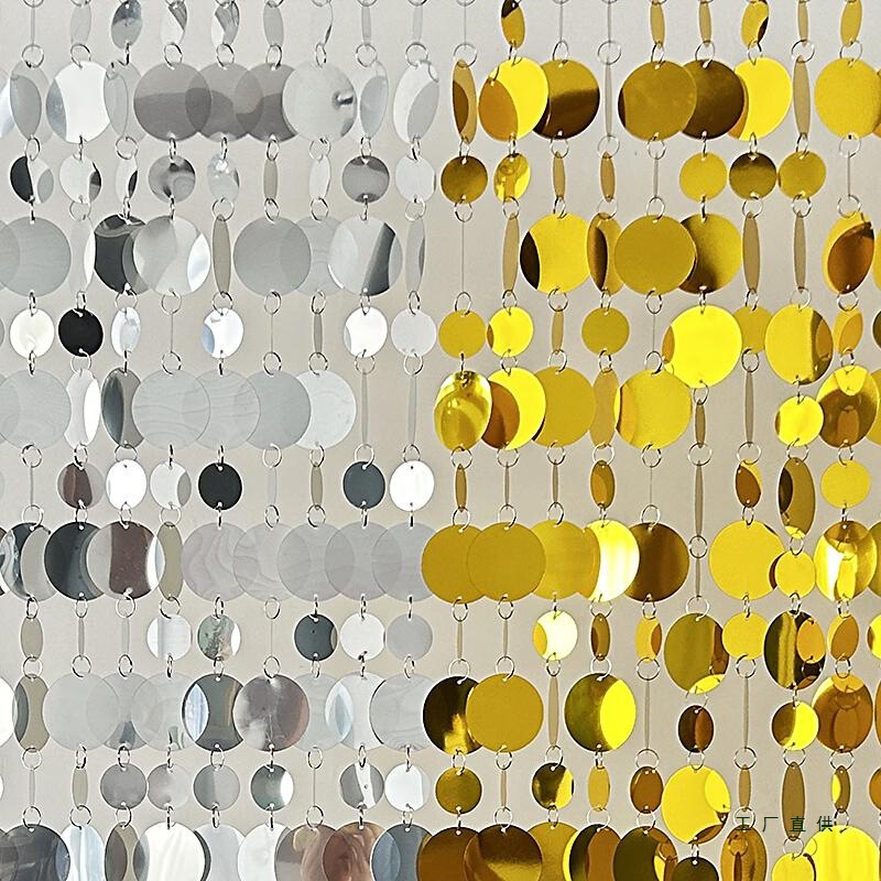 Wedding Sequin Bead String Gold Silver Hanging String Round Curtain Wedding Background Layout Ceiling Decoration Props