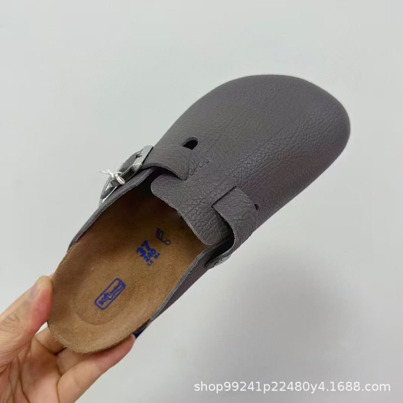 莞产勃肯鞋男鞋女鞋ins潮户外EVA软木底半包头平底休闲牛皮凉拖鞋|undefined