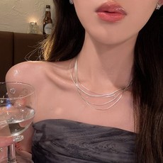 multi-layer twin snake bone necklace women's high-grade light luxury silver metal clavicle chain ins style all-match super hot accessories full figure