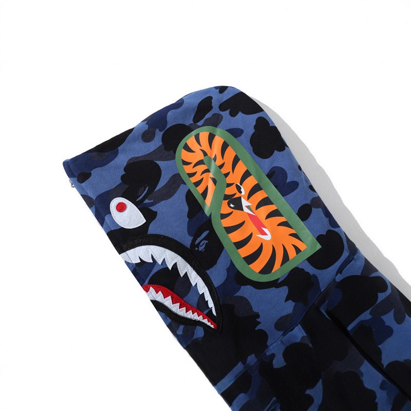 Cross-Border Trendy Brand Bape Classic Wgm Letter Shark Jacket Camouflage Pure Cotton Unisex Zip-Up Hoodie Cross-Border Trendy Brand Bape Classic Wgm Letter Shark Jacket Camouflage Pure Cotton Unisex Zip-Up Hoodie