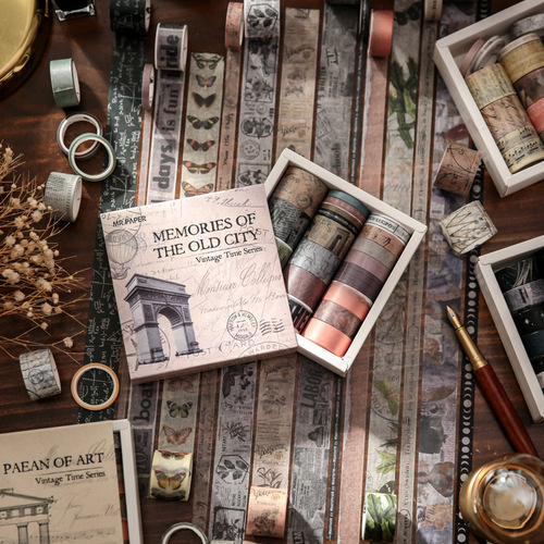 Mr. Paper Tape Set Retro Time Series Simple Personalized Creative Western Materials Handbook Landscaping Cross-border
