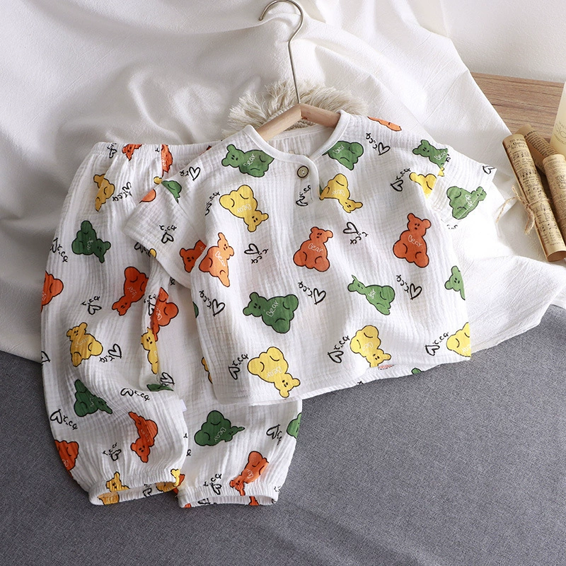 Children's summer thin set for boys, cotton gauze pijama, children's clothing