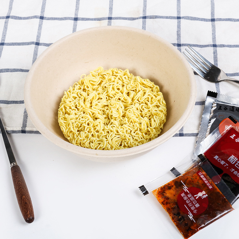 Tazón de papel degradable desechable espesado instantánea fideos barbacoa caliente olla tazón hogar comercial takeaway redondo tazón de sopa