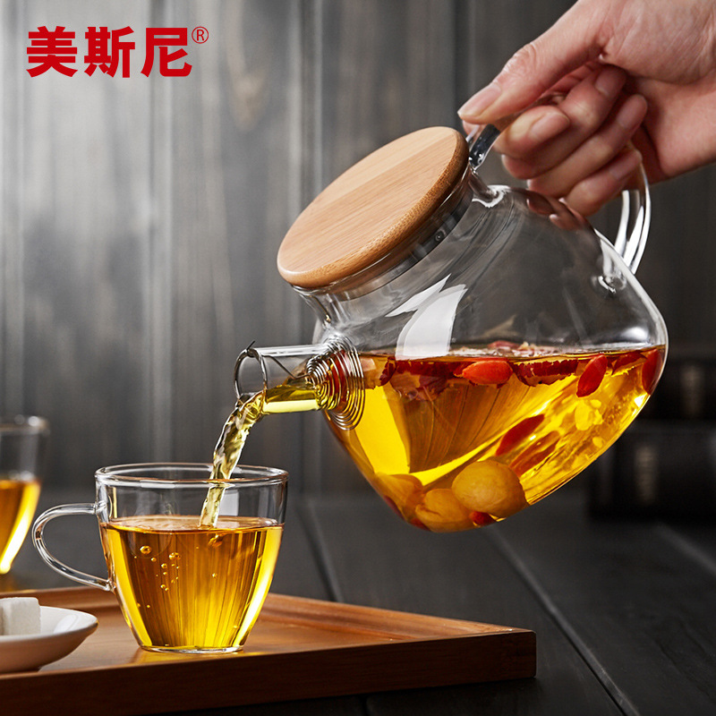 O6AM加厚玻璃茶壶花茶泡茶壶耐高温烧水玻璃壶透明大容量水壶煮果