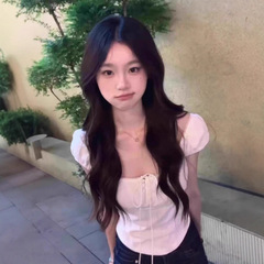 纯欲辣妹蕾丝花边方领泡泡袖t恤女夏季短袖小衫修身收腰白色上衣