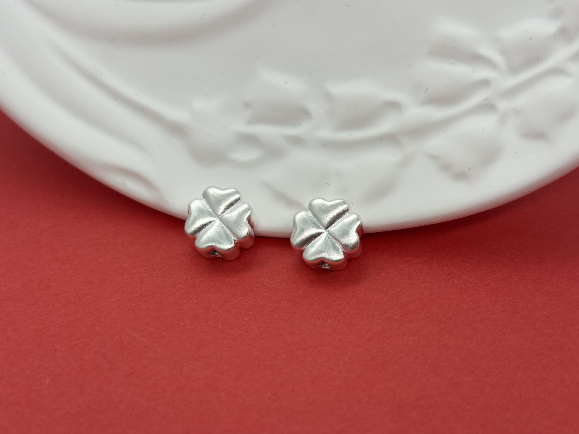999 Pure Silver Lucky Four-Leaf Clover Beads, Versatile Pure Silver Accessories, Handmade DIY Braided Rope Accessories, Bracelet Spacer Beads