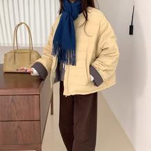 薇颂女装圆领排骨羽绒服女冬季2025新款韩版宽松百搭长袖保暖外套