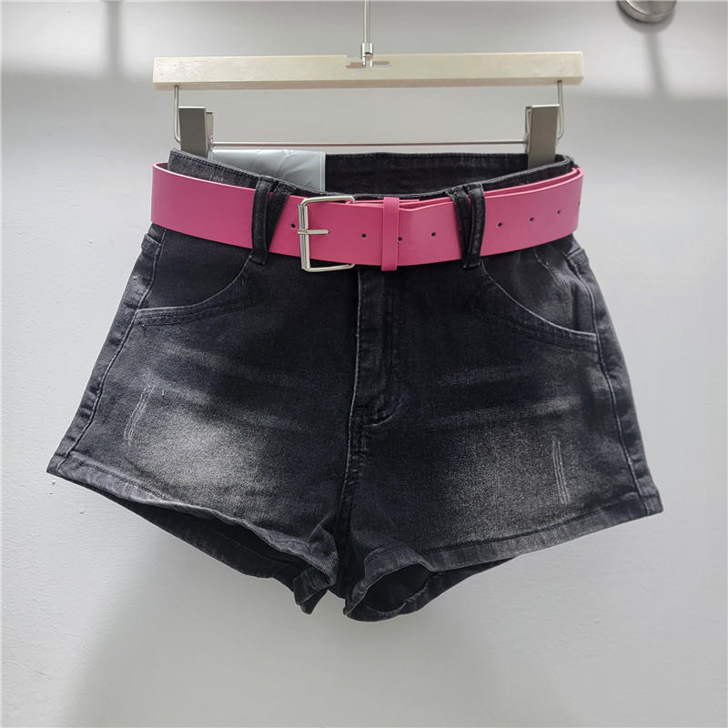 Falda Corta de Mezclilla en A de Tiro Bajo Estilo Retro Lavado para Moda Urbana