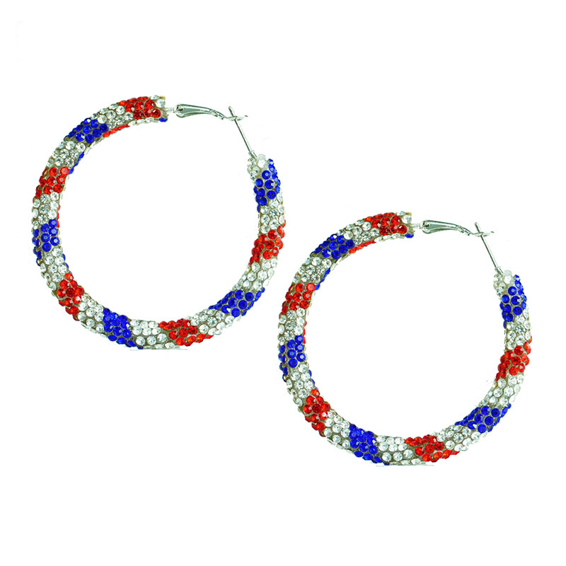 1 Paire Style Simple Bloc De Couleur Incruster Le Fer Strass Des Boucles D'Oreilles display picture 13