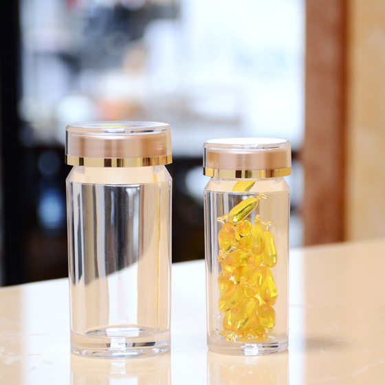 Transparent acrylic health care bottle multi-color double-layer cover Bird's Nest Cordyceps packaging bottle saffron moisture-proof sealed jar