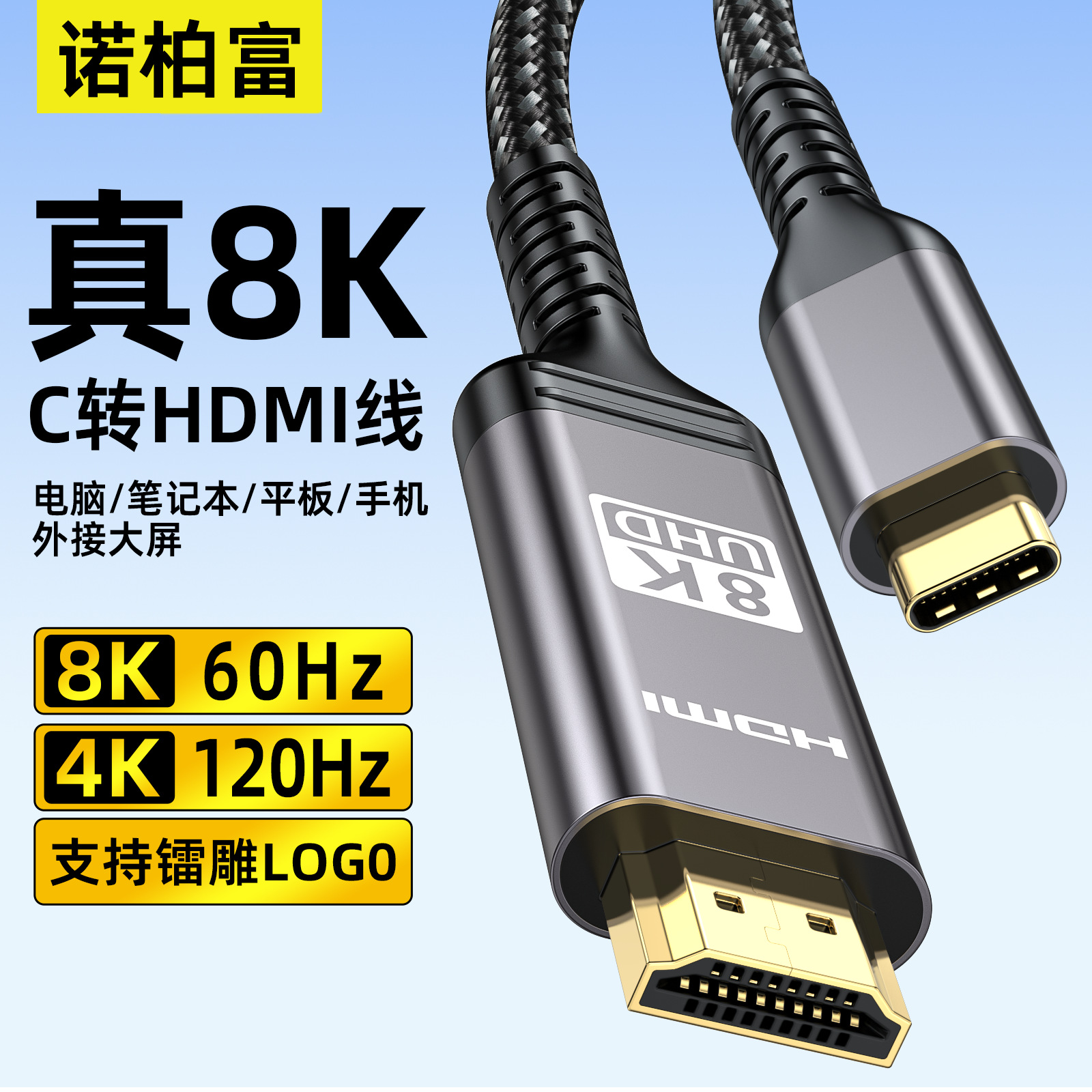 typec转hdmi 8k手机电脑电视机投影仪连接线显示器投影仪高清线