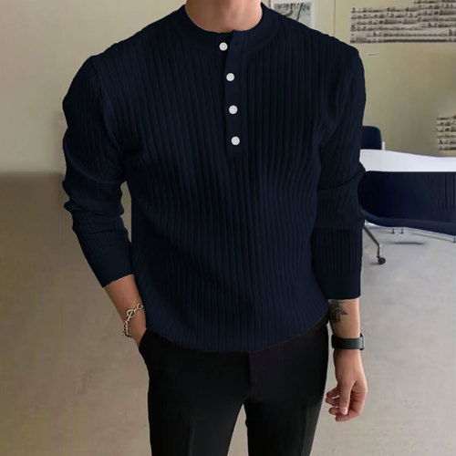 Men's half turtleneck button sweater men's autumn and winter sweater casual pullover long-sleeved knitted sweater