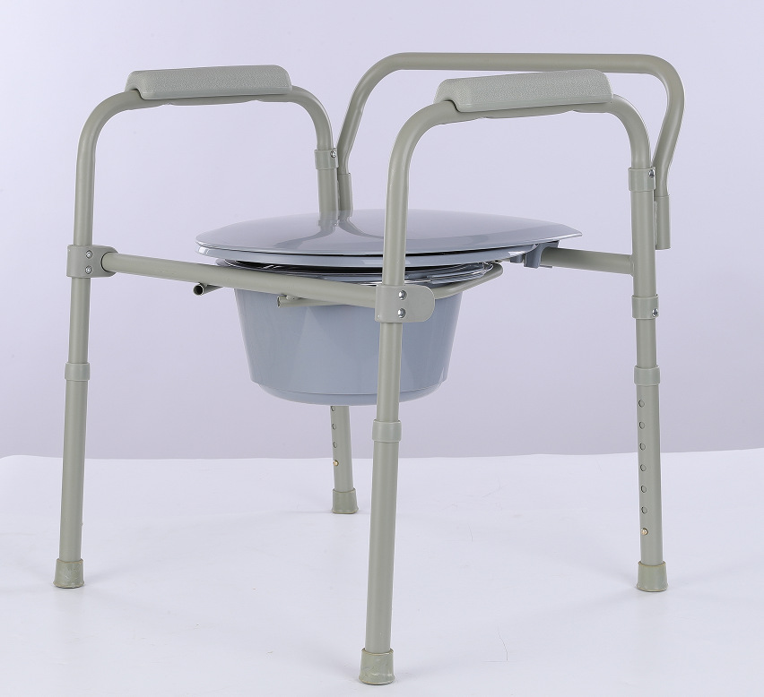 Fábrica en stock ancianos inodoro silla móvil inodoro taburete hogar inodoro silla plegable de acero inoxidable mujeres embarazadas Silla de baño