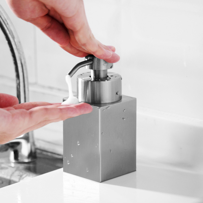 304 Stainless Steel Hand Sanitizer Bottle Press Dispenser Bottle Shower Gel Bathroom Household Foaming Lotion Foam Soap Dispenser