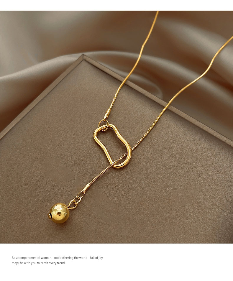 Geometric Pattern Women's Gender Plating Design Lady Classic Style Geometric Titanium Steel Plating Pendant Necklace