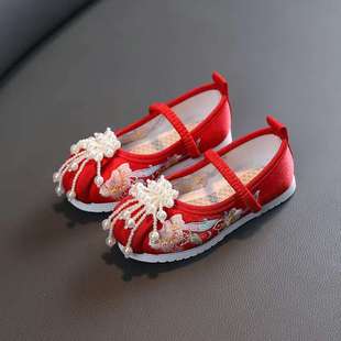 New Girls' Embroidered Shoes, Kidsren's Costume Shoes, Ethnic Style Baby Handmade Cloth Shoes, Han Dynasty Shoes, Performance Shoes