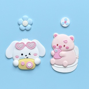 Pvc Soft Silicone Patch Cartoon Camera Cinnamon Dog Camera Piggy DIY Water Cup Material Mobile Phone Case Small Accessories