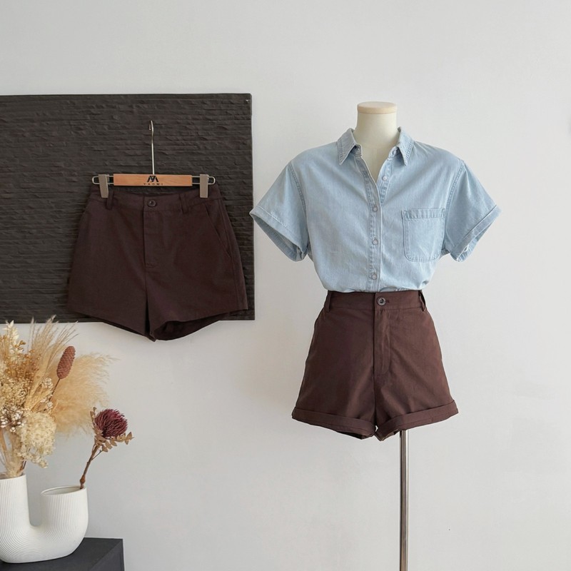 American Retro Slim Casual Shorts 2025 Summer Work Clothing Versatile Brown Straight Pants for Women