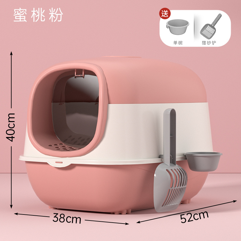 Desinfección y desodorización de la caja de arena para gatos, inodoro para gatos de gran tamaño completamente cerrado, lavabo de arena para gatos extra grande, a prueba de salpicaduras externas al por mayor