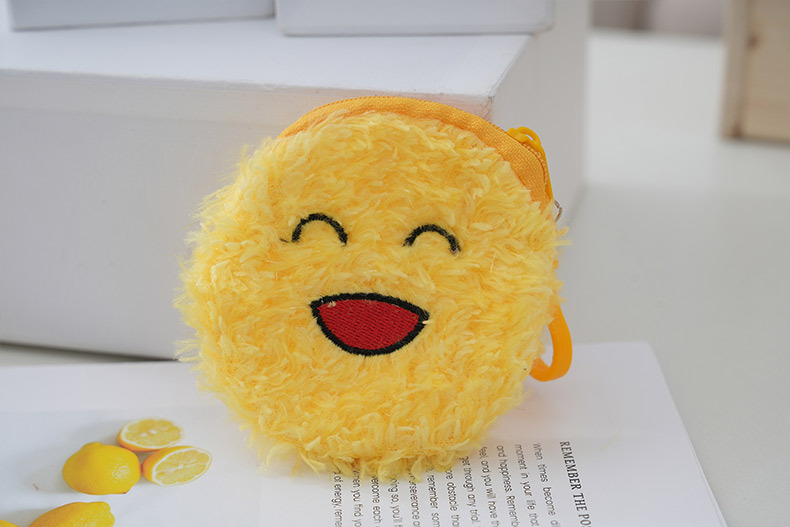 Coin Purse Bags Type Casual, Daily Occasion Plush Material Harajuku Zipper Classic Cute Little Smile Face Change  Coin Bag Cute Plush Pendant Wholesale