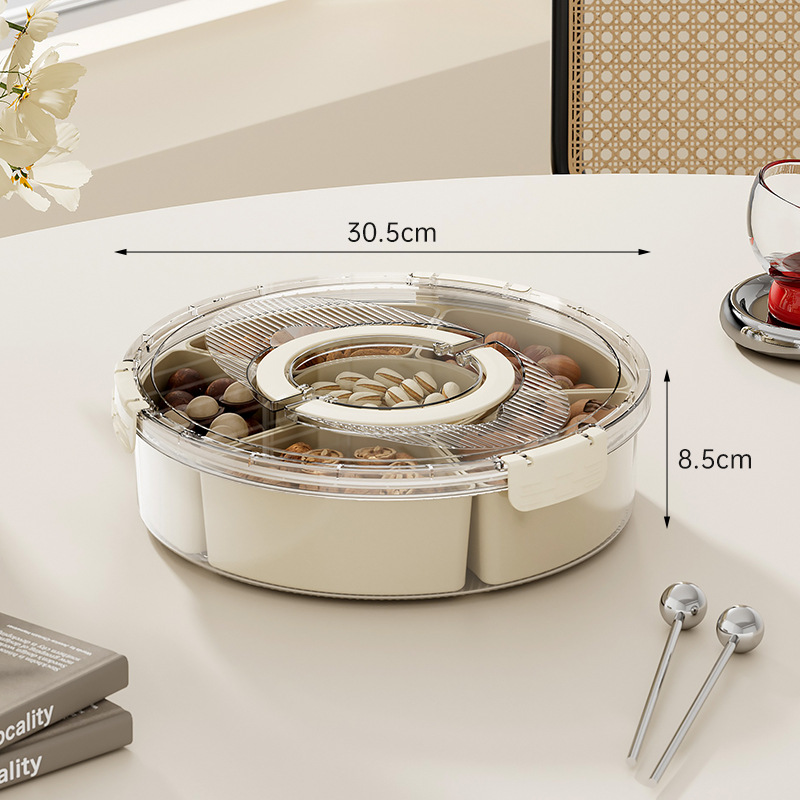 Caja de Almacenamiento Giratoria de 6 Compartimentos de Plástico Sellada con Asa para Refrigerador