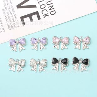 Sweet Cool Style Alloy Diamond Ribbon Bow Pendant diy Earring Phone Case Keychain Handmade Material