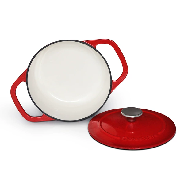 Chinese red 2195 enamel round pot (slightly imperfect)