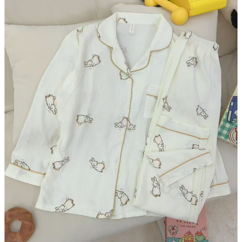云朵棉 睡衣女春秋季高级感长袖外穿简约休闲家居服套装|undefined