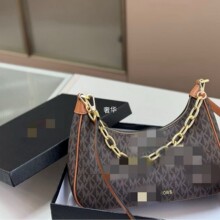 2024 cora牛皮新款月牙包腋下单肩斜挎手提两根肩带老花女士链条