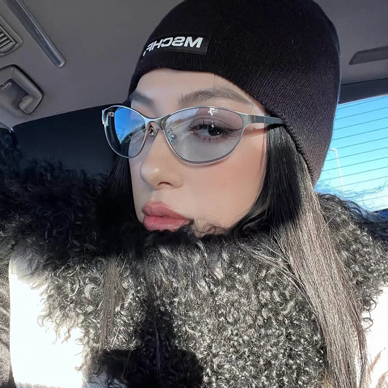 Gafas de sol de metal para mujer estilo retro y2k cat eye_voghion.com