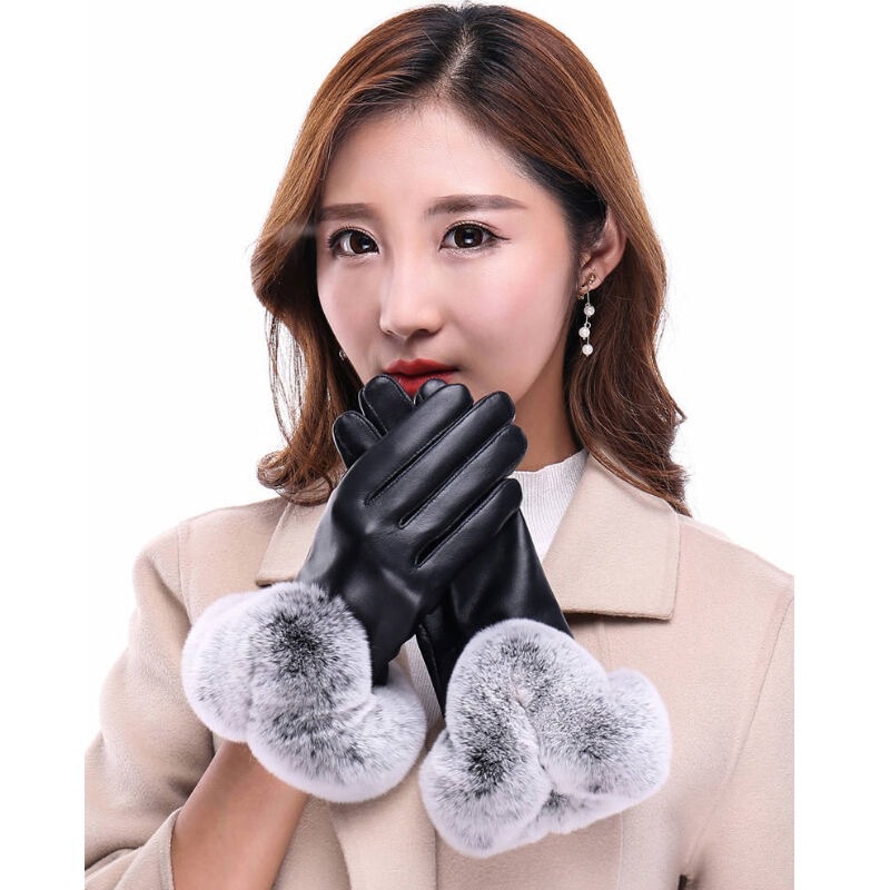 冬季骑车皮手套保暖加绒女士触屏男士摩托车冬天手套加厚防风韩版|undefined