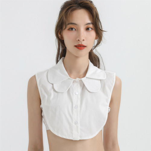 White double layer chiffon collar, round neck, fake collar for women, matching sweater with shirt collar, fake collar