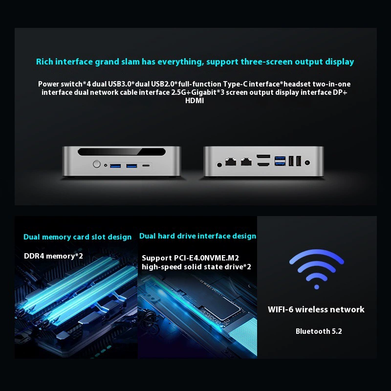 Mingfan X1 Pro-370 новый флагманский процессор Ryzen AI9 HX370 высокопроизводительный мини-хост AI Oculink