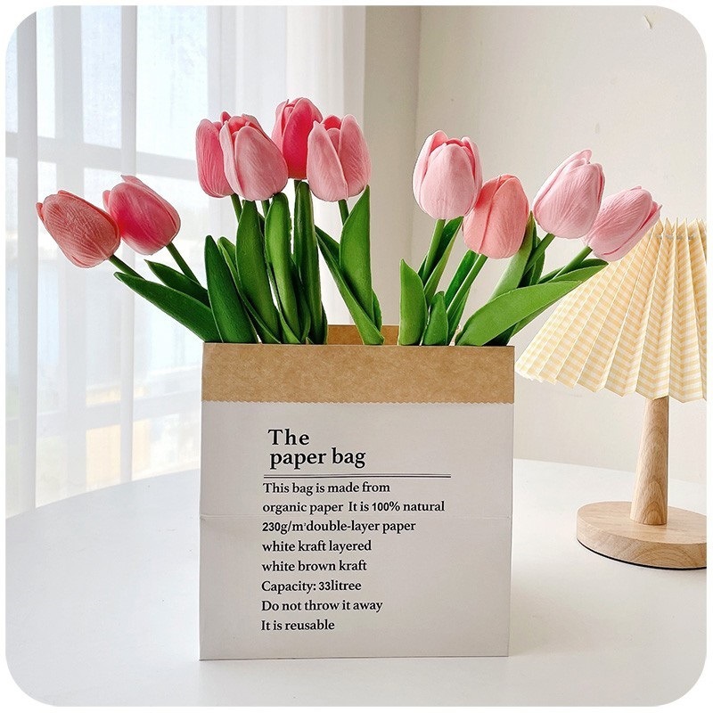 Flores florales Decoración de la sala de estar Decoración Decoración Ramo biónico Tulipán Flor seca de lujo ligero Flor falsa Decoración eterna