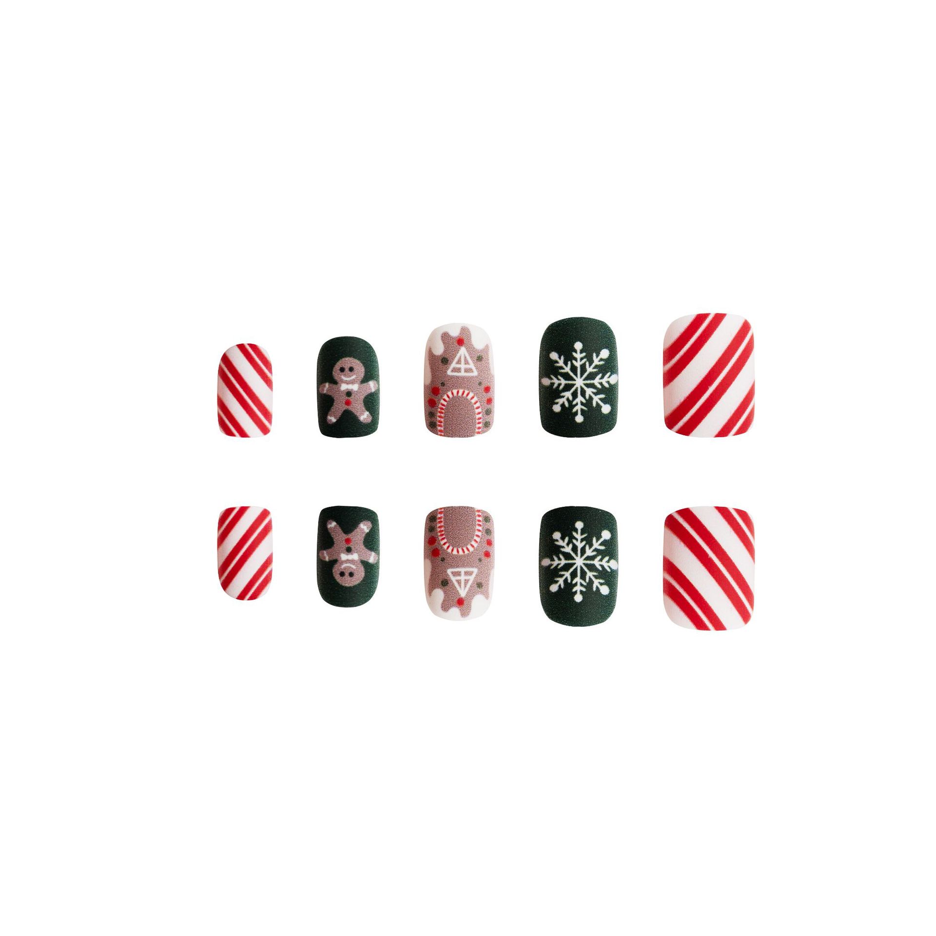 24 pieces short square frosted red with green contrast color Christmas Christmas tree contrast color crutches snowman Christmas wear armor_voghion.com