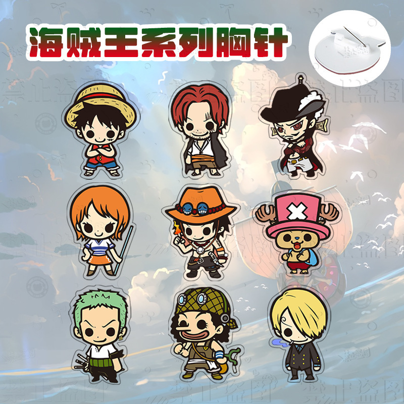 Cartoon Animation Peripheral One Piece Cute Acrylic Brooch Clothes Bag Pin Pendant Small Accessories Decorations