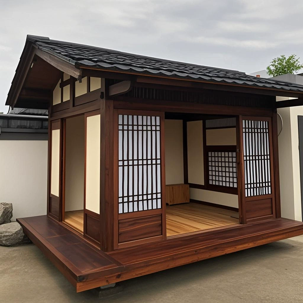 Чайная комната в китайском стиле дворик Вилла на открытом воздухе античный дзен чайная комната Японский мобильный деревянный дом сетка знаменитая чайная комната