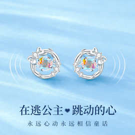 金宏盛 在逃公主灵动的心S925纯银耳钉女小众设计蝴蝶结耳环耳饰