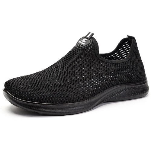 Men's Summer Airy Mesh Shoes, Hollow Out Design, Comfortable Elderly Shoes, Fashion Leisure Shoes, Lightweight One-Piece Slides