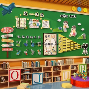 May 1St Labor Day Blackboard Newspaper Decoration Atmosphere Arrangement Kindergarten Wall Environmental Creation Material Theme Finished Poster