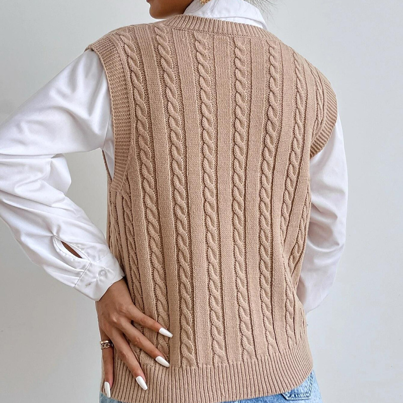 2024 transfronteriza de Europa y América Amazon nuevo giro chaleco interior y exterior de las mujeres de color sólido todo fósforo suéter de punto chaleco image 6