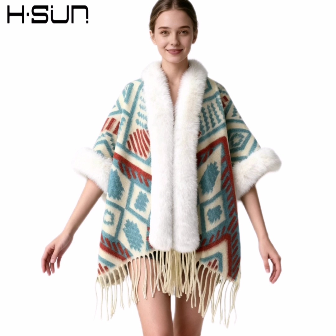 Nuevo punto de alta sensación capa de chal retrógrado elegante estilo nacional lana chal cálido estilo nacional universal