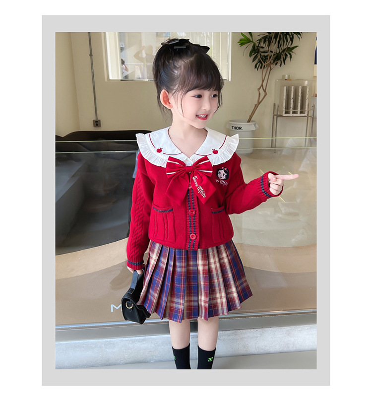 Niña otoño vestido 2022 nuevo niño aire chic suéter overfalda otoño bebé JK uniforme set pic 13