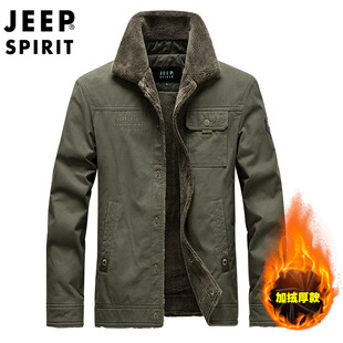 JEEP Jeep Outdoor Casual Large Size Men's Fleece Cotton Clothes Fashionable Business Lapel Thickened Jacket Men's 1512