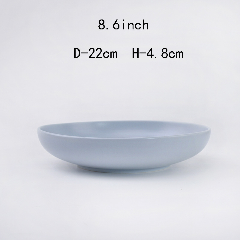 9 pulgadas de alta temperatura de cerámica azul y blanco plato de sopa poco profundo plato de sopa de hotel pequeño plato de sopa fresco plato redondo plato de frita doméstico