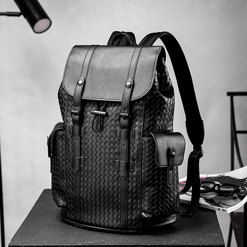 All-match men's backpack fashion woven British style large capacity business computer backpack outdoor travel backpack