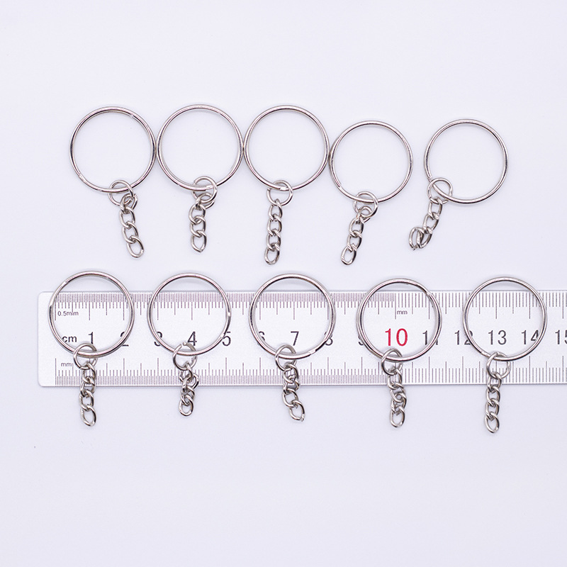 钥匙扣饰品配件钥匙圈带4节延长链饰品配件圆圈银色22x25mm