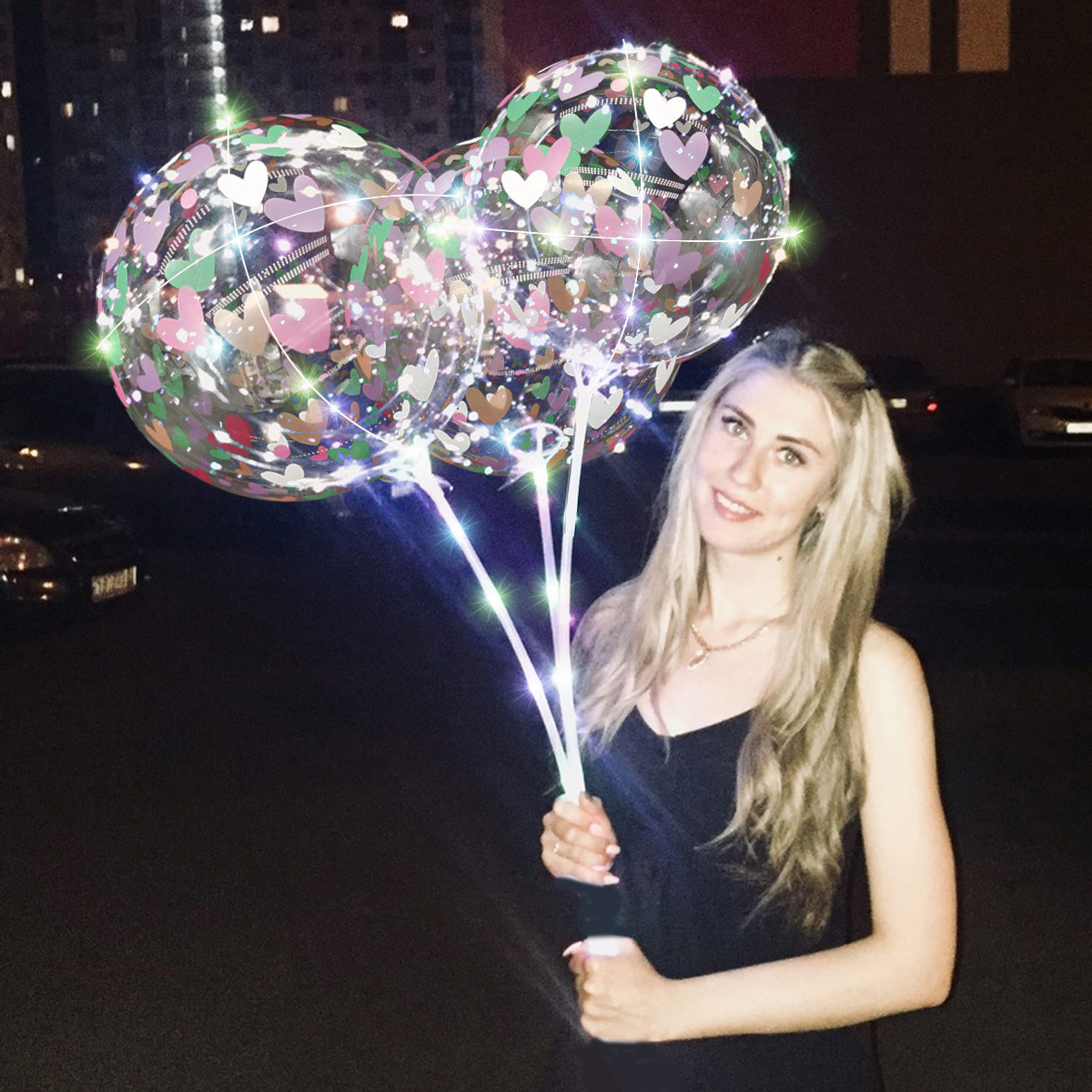 Red de red transparente estampado luminoso de 20 pulgadas bola de onda mercado nocturno puesto callejero globo decoración de cumpleaños accesorios