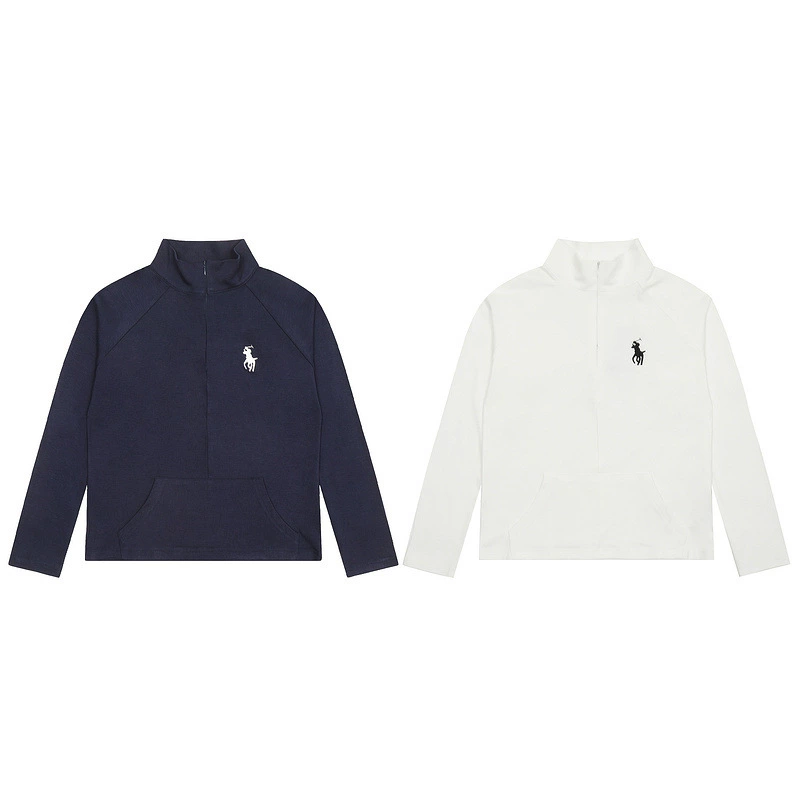 Осенне-зимняя новая рубашка RL с воротником-стойкой и вышивкой на молнии, утягивающий вид, чистый цвет, модный вязаный топ, горячий стиль