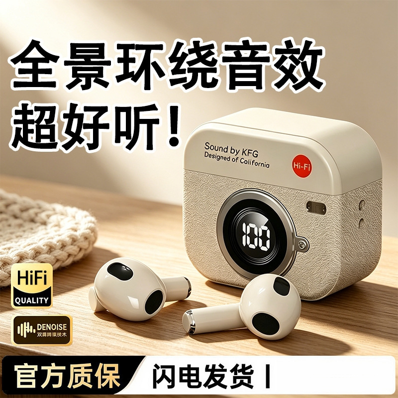 New Bluetooth Headphones Camera Style Mini Retro Noise-Cancelling High-Quality Long-Battery Life Wireless Sports Headphones